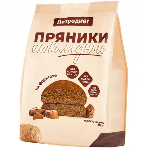 Пряники Шоколадные на фруктозе 350г Петродиет