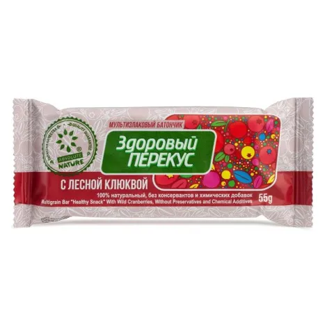 Батончик мюсли Здоровый перекус клюква 55 г