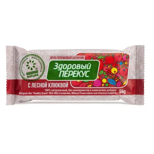 Батончик мюсли Здоровый перекус клюква 55 г