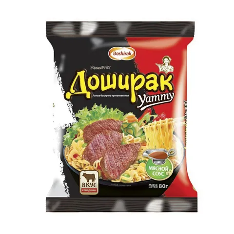 Лапша Доширак Yammy 80г Говядина и мясной соус пакет