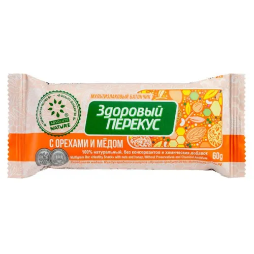 Батончик мюсли Здоровый перекус мульт орех мед 60 г