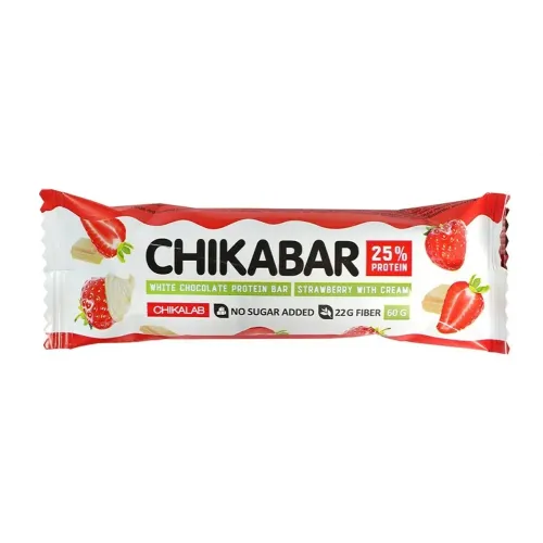 Батончик Chikalab Клубника со сливками протеиновый б/с 60г