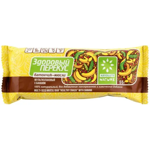 Батончик Здоровый Перекус c бананом 55гр