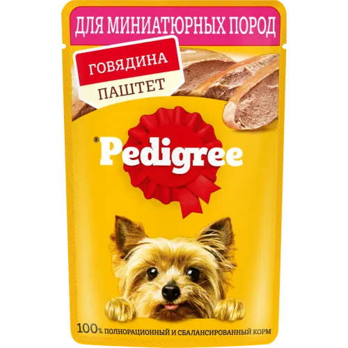 Pedigree влажный корм для взрослых собак миниатюрных пород паштет с говядиной