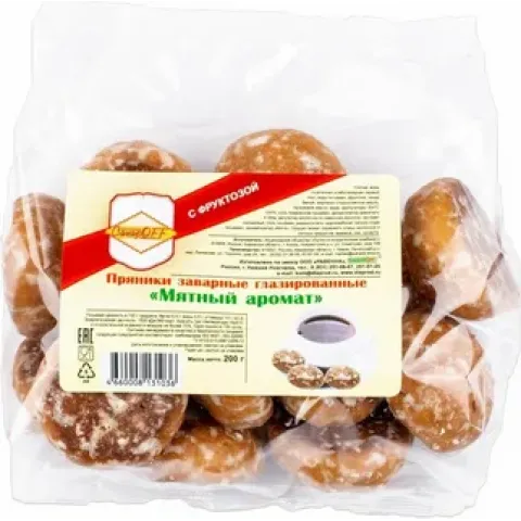 Пряники Сахарофф мятный аромат заварные глаз. с фруктозой 200г