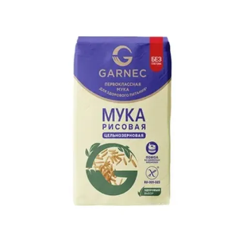 Мука Гарнец Рисовая цельнозерновая Без глютена 500г