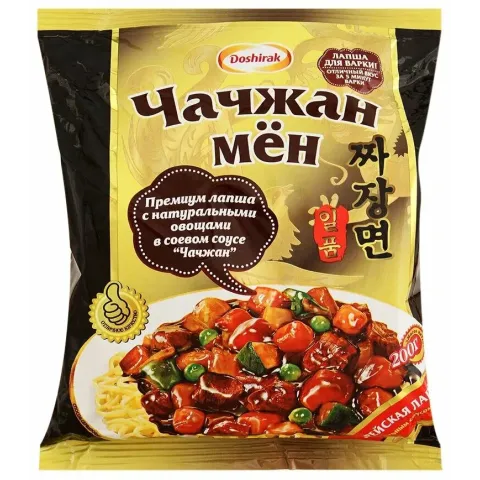 Лапша корейская с оригинальным соус изделия мак группы В высшего сорта Доширак Чачжан мён 200 г