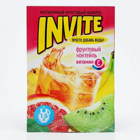 Напиток Invite Фруктовый коктейль растворимый 9г