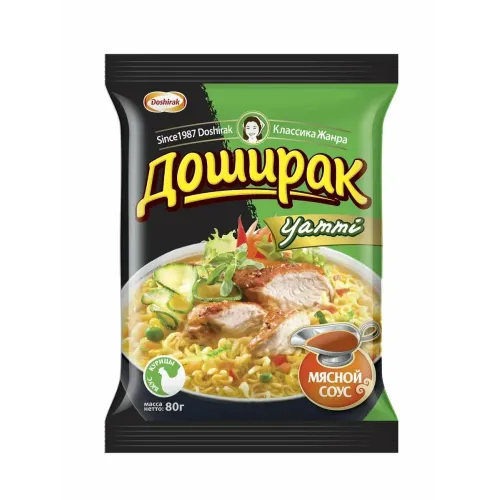 Лапша Доширак Yammy 80г Курица и мясной соус пакет