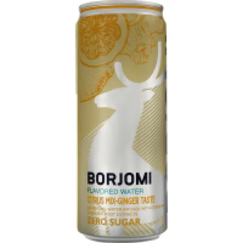 Напиток безалкогольный сильногазированный Citrus mix-ginger Flavored water Borjomi ж/б 0.33л