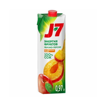 Сок J7 Яблоко-персик с мякотью