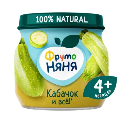 Пюре Фрутоняня натуральное из кабачков для питания детей раннего возраста