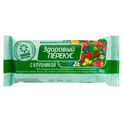 Батончик мюсли Здоровый перекус клубника