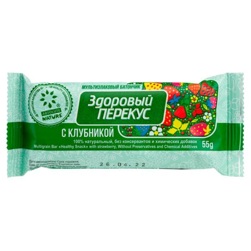 Батончик мюсли Здоровый перекус клубника 55 г — купить в Гастроном Центральный