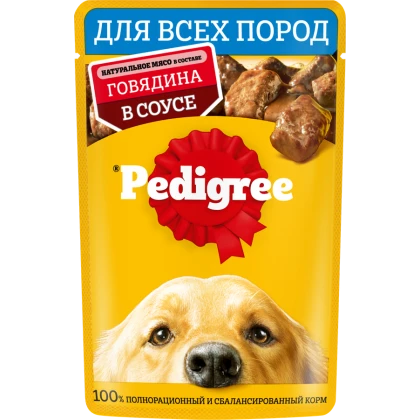 Корм Pedigree для взрослых собак говядина в соусе