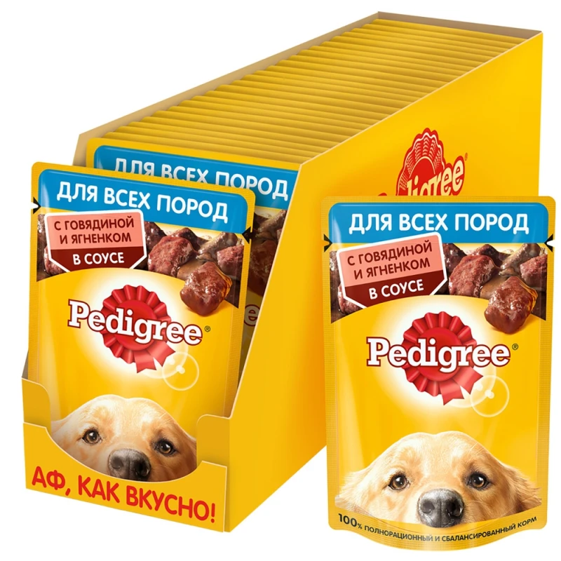 Корм Pedigree для взрослых собак с говядиной и ягненком в соусе, 85 г