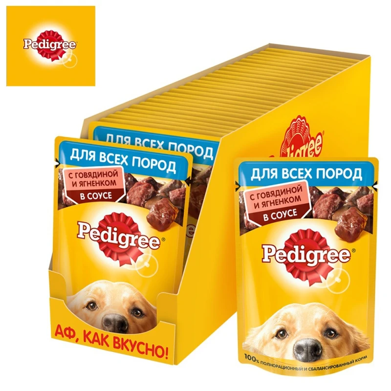 Корм Pedigree для взрослых собак с говядиной и ягненком в соусе, 85 г