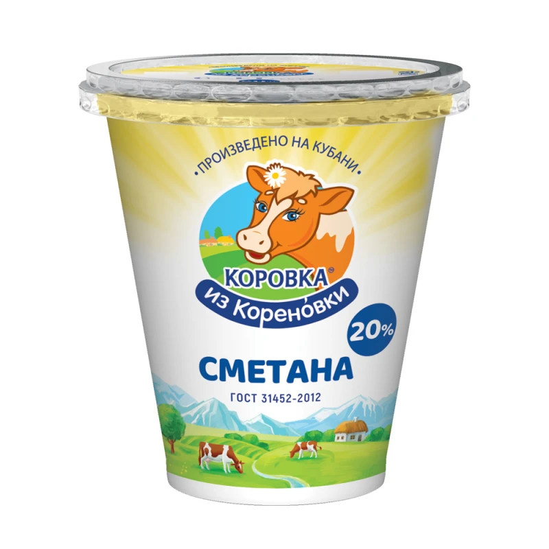 Сметана БЗМЖ Коровка из Кореновки 20% 300 г