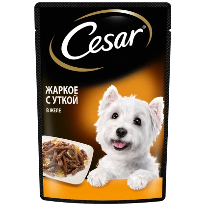 Корм Cesar жаркое с уткой в желе для взрослых собак всех пород