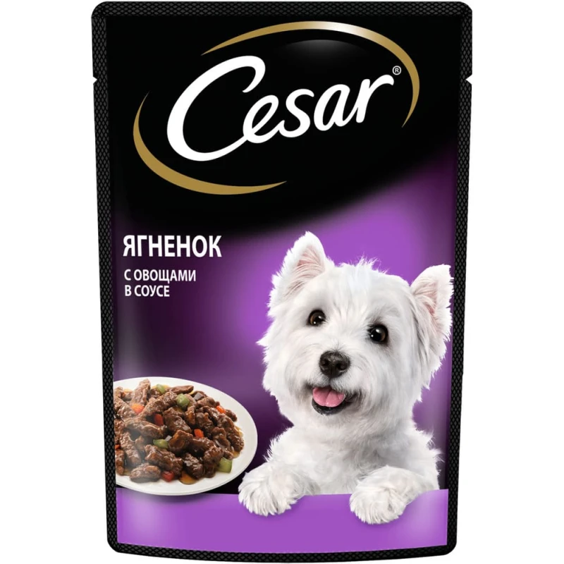 Влажный корм Cesar для взрослых собак с ягненком и овощами в соусе, 85 г