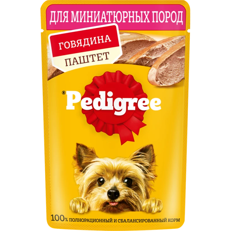 Pedigree влажный корм для взрослых собак миниатюрных пород паштет с говядиной