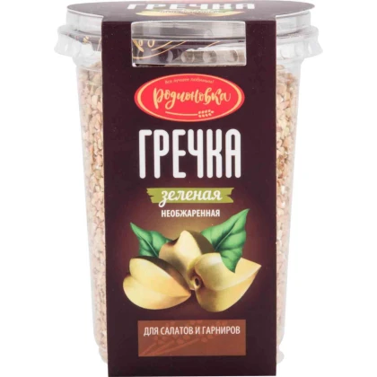 Крупа гречневая зеленая ТМ Родионовка, 375 г, стакан
