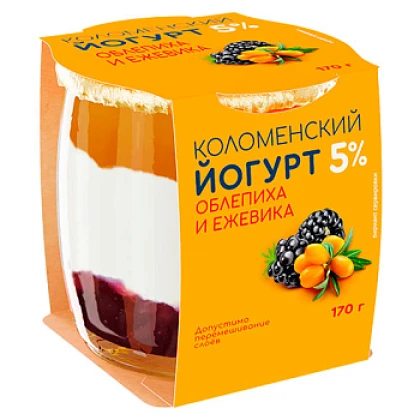БЗМЖ Йогурт Коломенский 5% облепиха/ежевика 170г ст/б