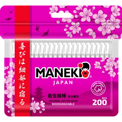 Ватные палочки Манеки Сакура 200 шт
