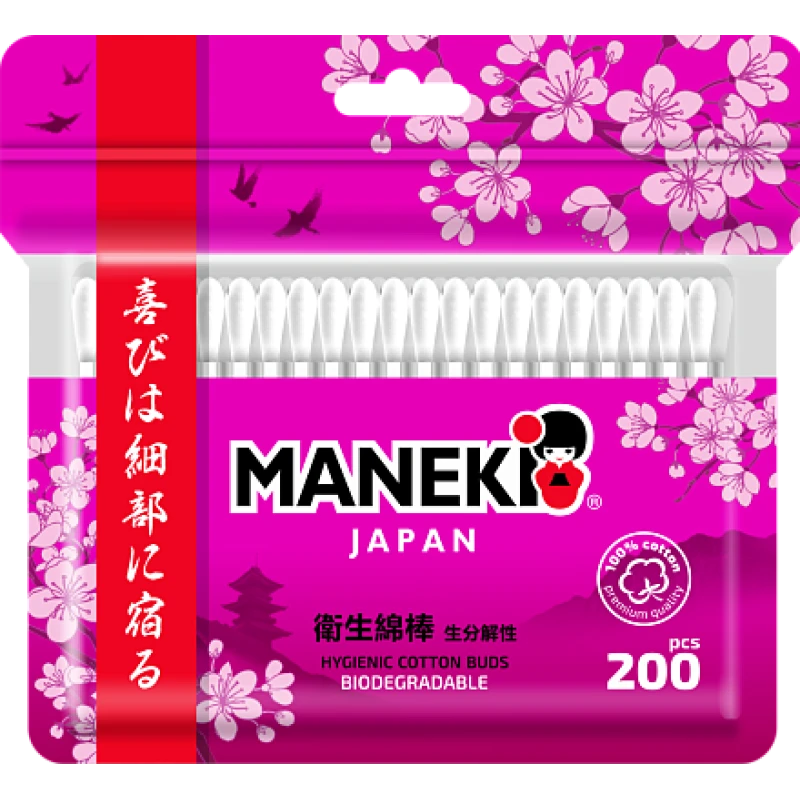 Ватные палочки Манеки Сакура 200 шт