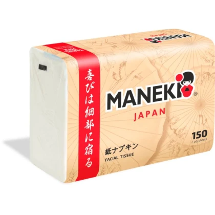 Салфетки бумажные Манеки Каби белые 2 слоя 150 шт