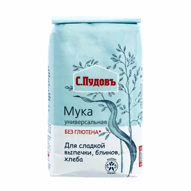 Мука универсальная без глютена С.Пудовъ бумажный пакет 0,5 кг
