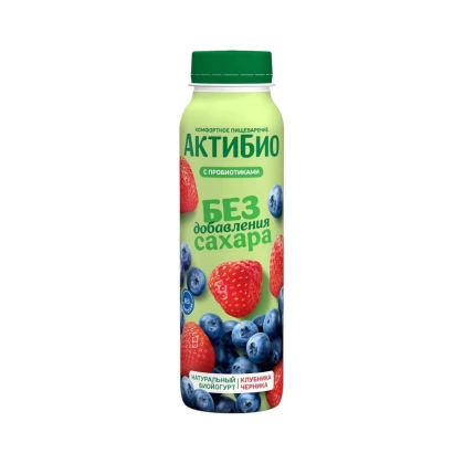 БЗМЖ Биойогурт безлактозный АктиБио Клубника черника 1,5%