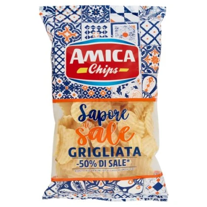 Чипсы без соли рифленые SAPORE DI SALE, GRIGLIATA, AMICA CHIPS