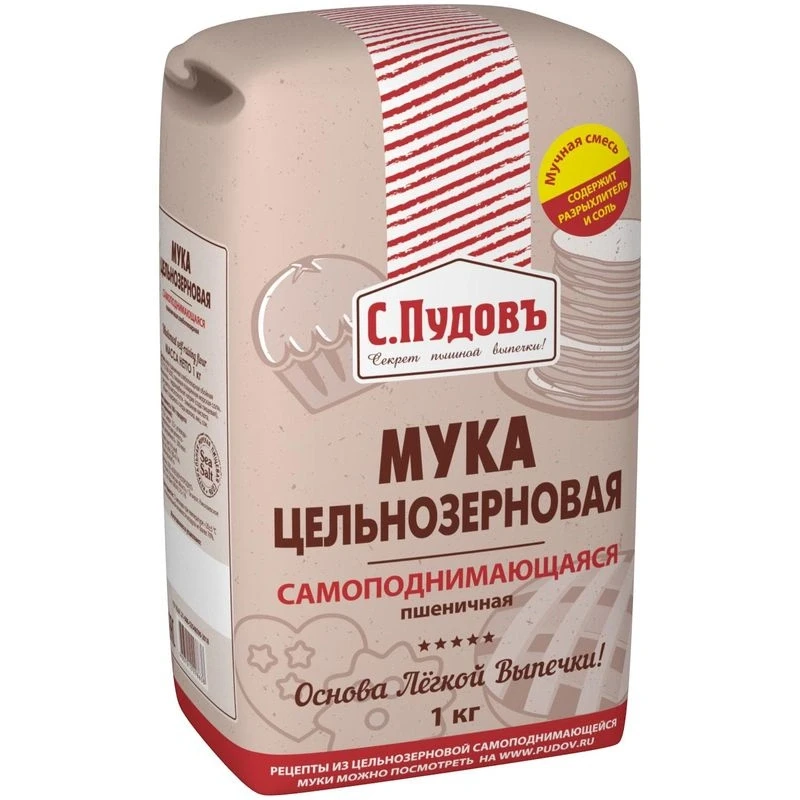 Мука Пудов пшеничная цельнозерновая самоподнимающаяся