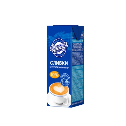 БЗМЖ Сливки стерилизованные "Минская марка" 10% тетра-брик