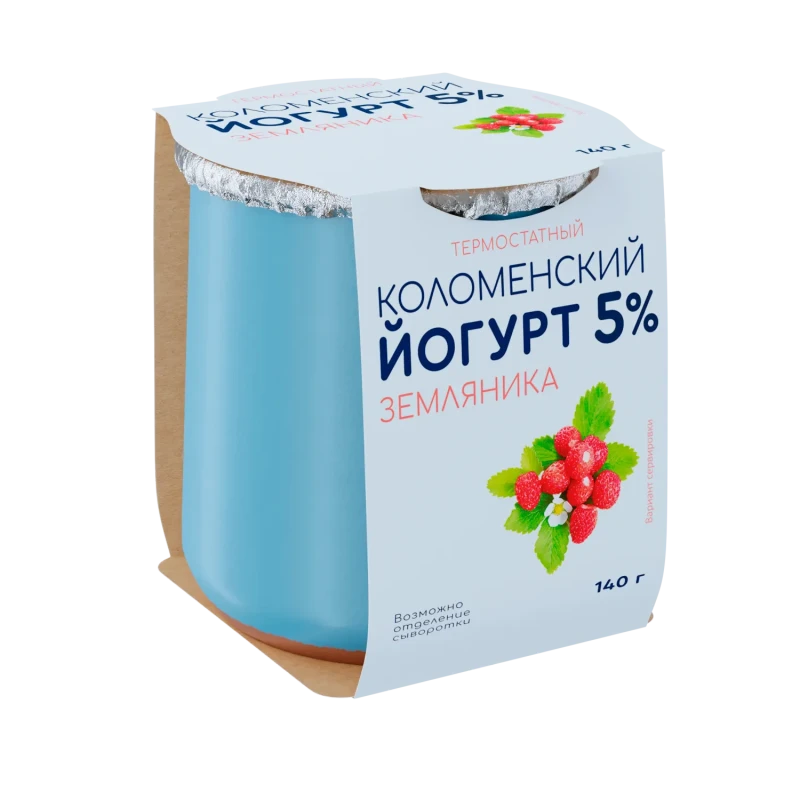 БЗМЖ Йогурт земляника терм. Коломенский 5% 140г