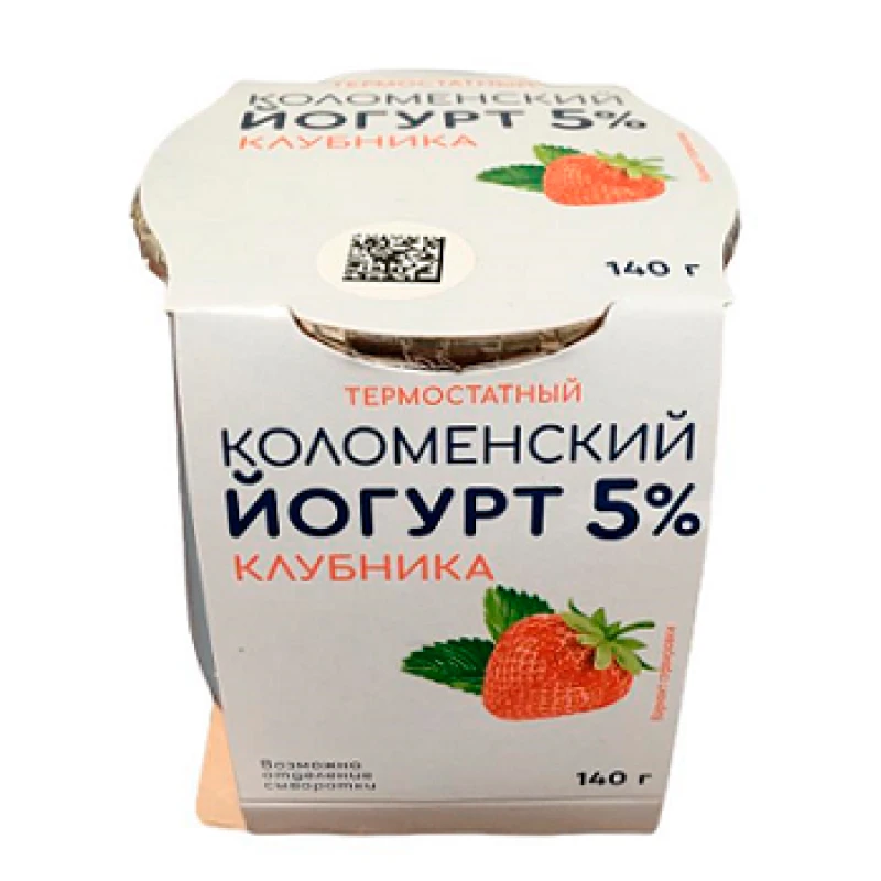 БЗМЖ Йогурт клубника термостатный Коломенский 5% 140г