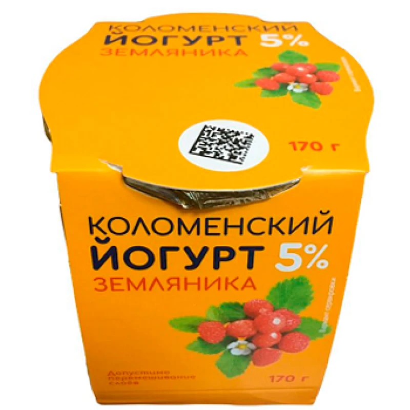 БЗМЖ Йогурт земляника ст.б. Коломенский 5% 170г
