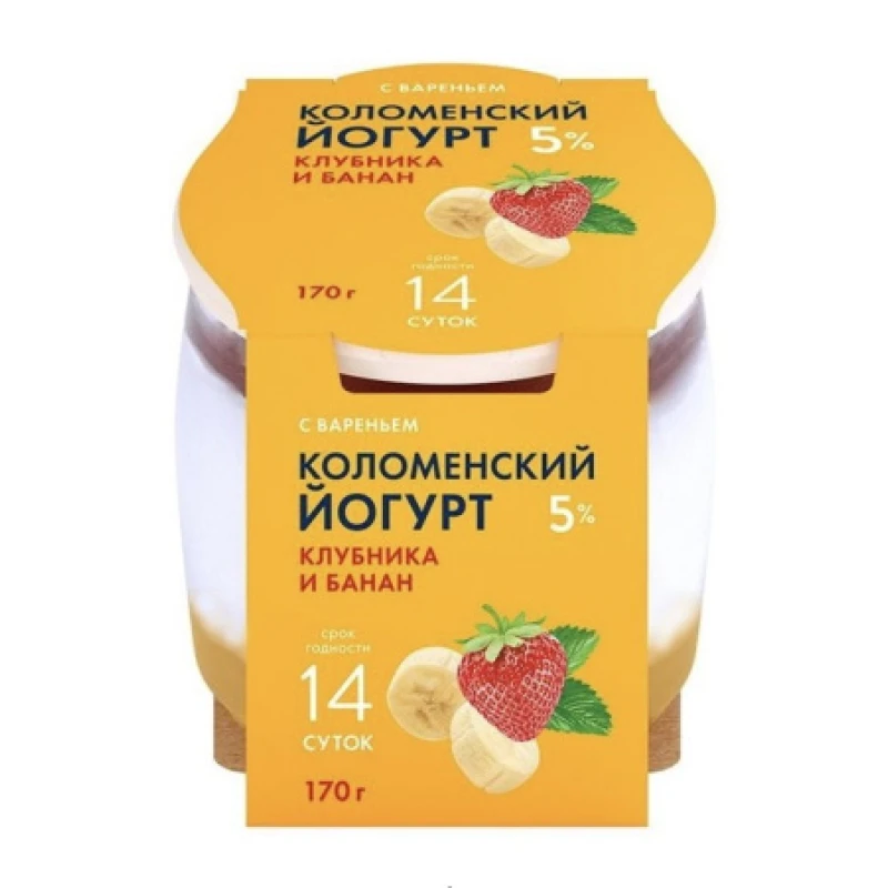 БЗМЖ Йогурт Клубника/банан терм. Коломенский 5% 170г
