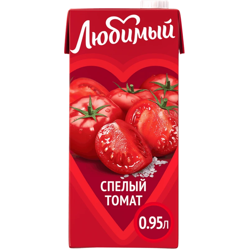 Сок Любимый Спелый томатный с солью с мякотью 0,95 л