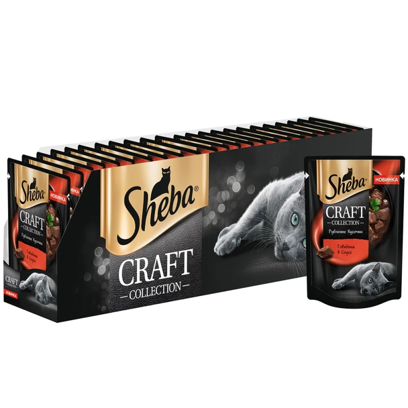 Корм Шеба Craft для кошек Говядина кусочки в соусе
