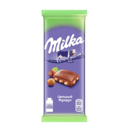 Шоколад молочный "Милка" с цельным фундуком
