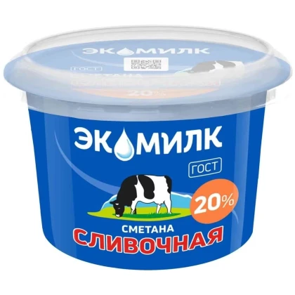 БЗМЖ Сметана Экомилк Сливочная 20%