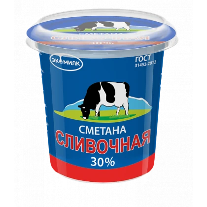 БЗМЖ Сметана Экомилк Сливочная 30%