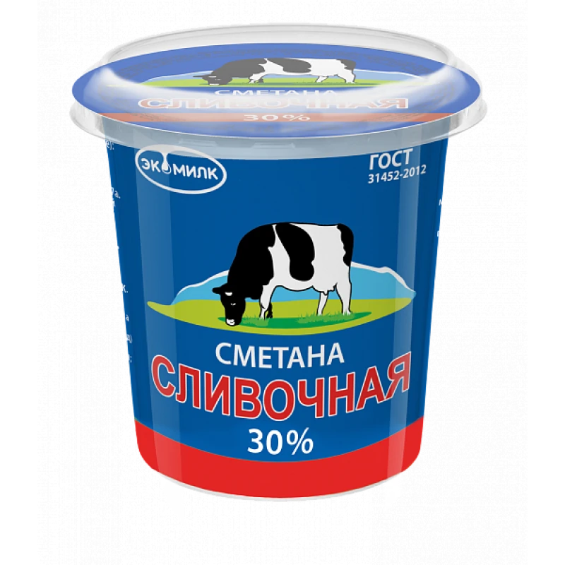 БЗМЖ Сметана Экомилк Сливочная 30% 300г
