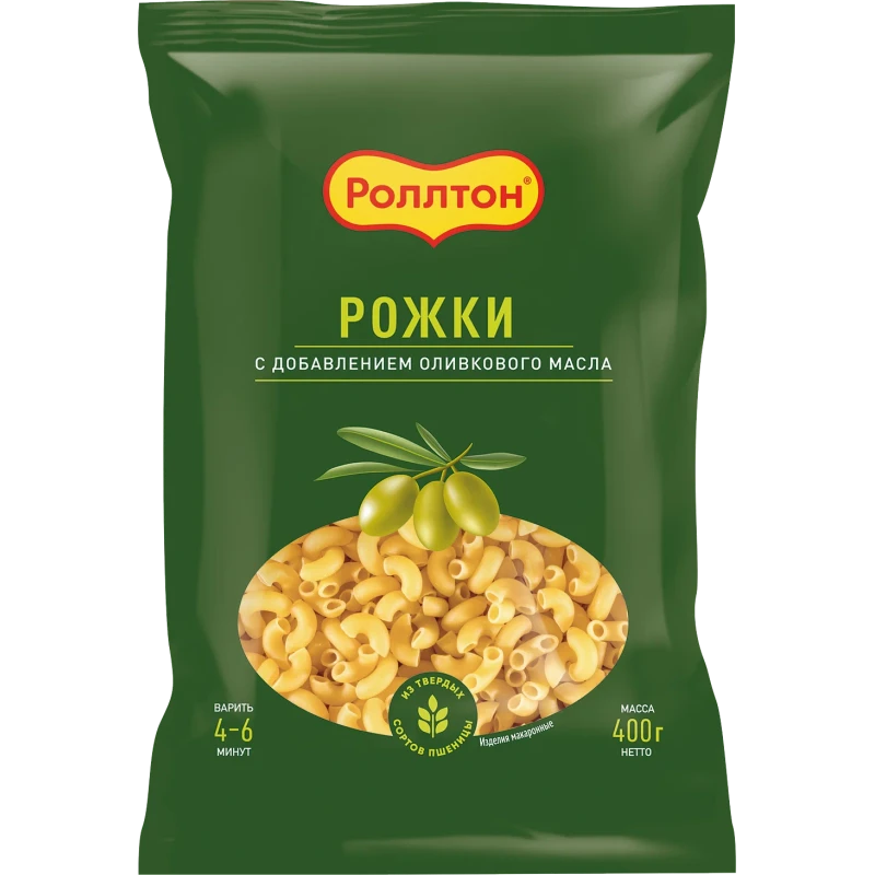 Макаронные изделия Роллтон рожки с оливковым маслом 400 г