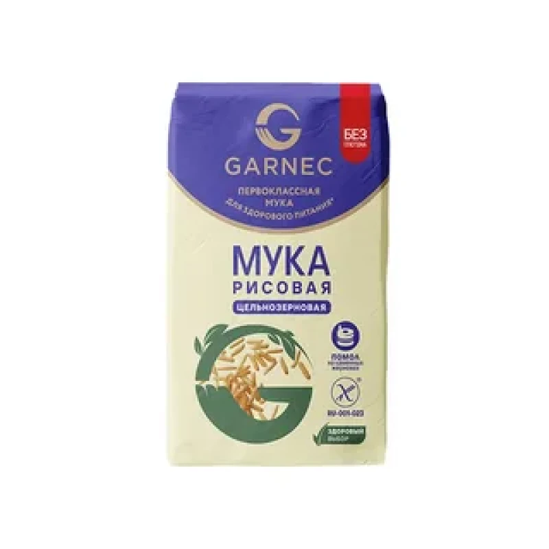 Мука Гарнец Рисовая цельнозерновая Без глютена 500 г