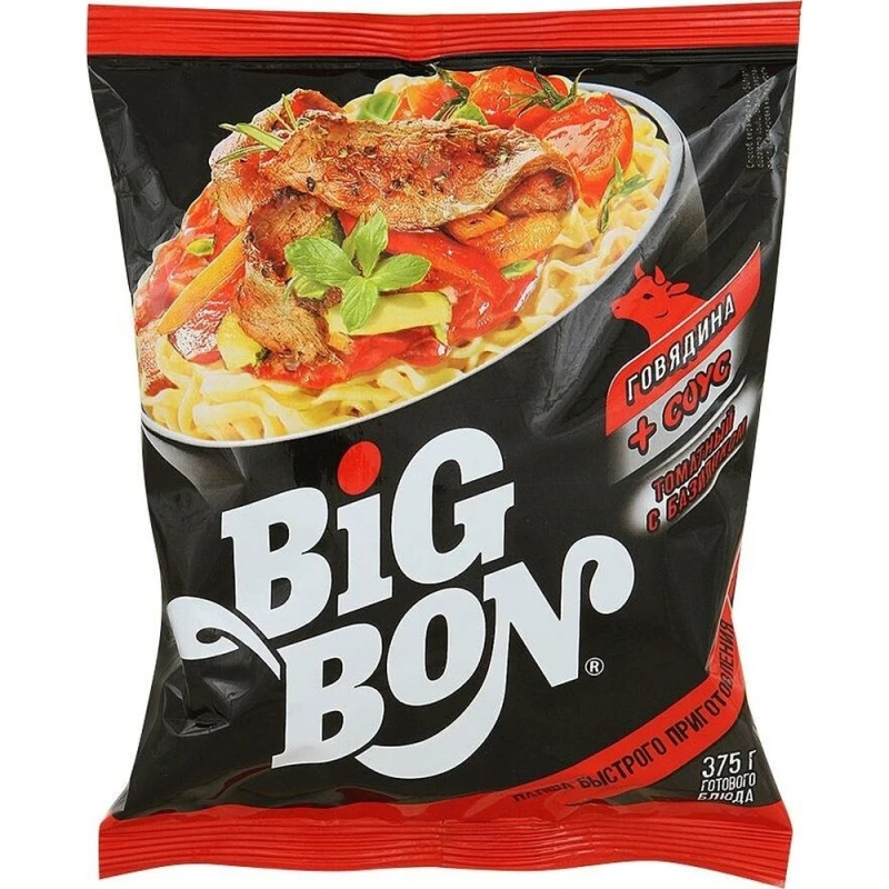 Лапша Big Bon Говядина и соус томатный с базиликом 75 г