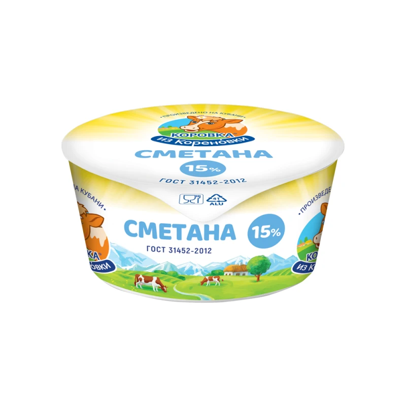 Сметана 15% 180 г стакан п/ст КизК