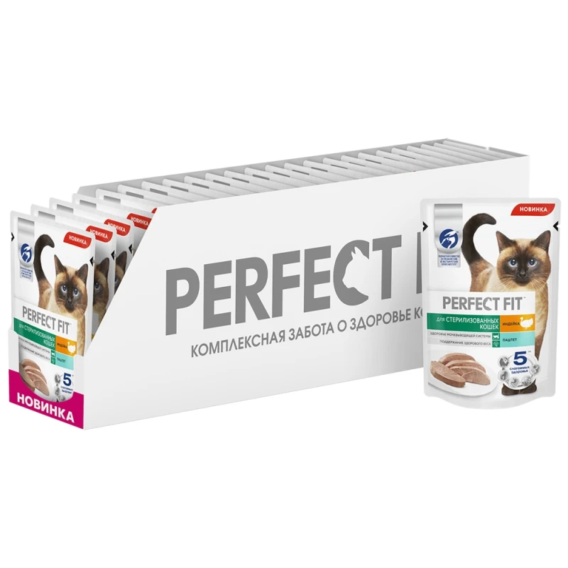 Корм для кошек Perfect Fit для стерилизованных кошек Индейка Паштет